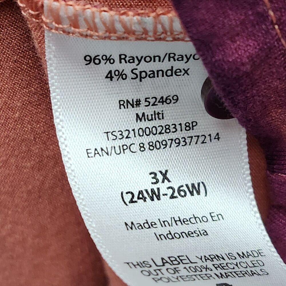 Terra and Sky Baby Doll Dress Womens 3X Tie Dye Purple Coral Keyhole Back Casual - Picture 6 of 9